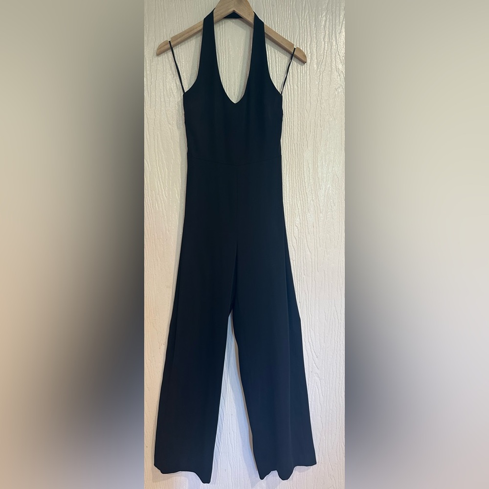 Aritzia Babaton Black Halter Jumpsuit Size 0 - Wide Leg Minimalist EUC